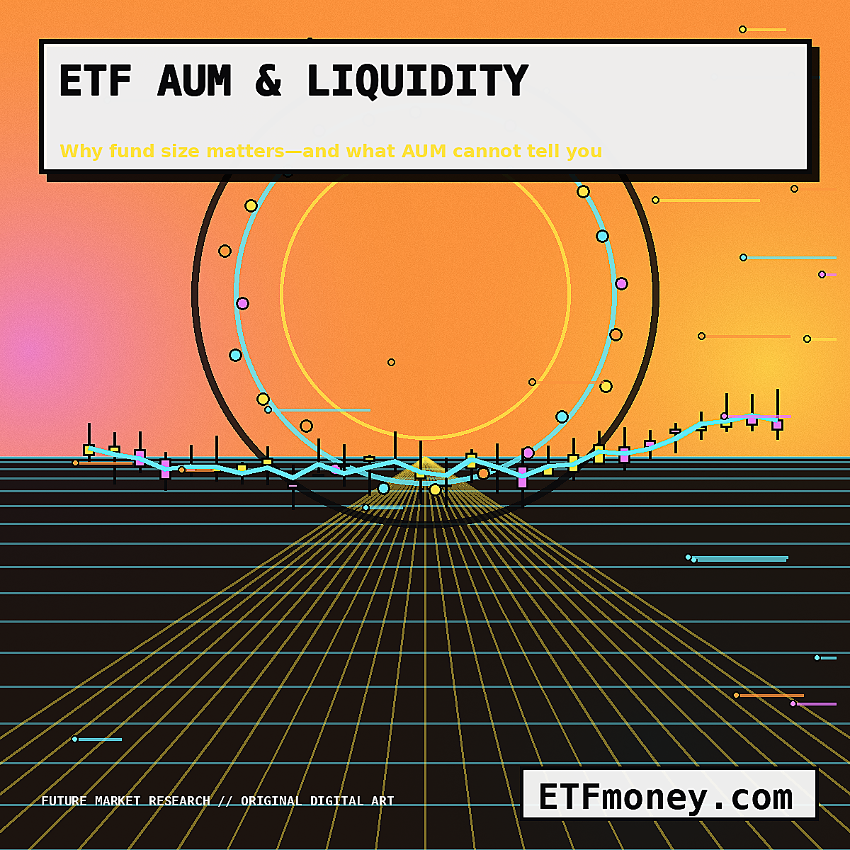 ETFmoney.com futuristic ETF AUM and liquidity scale visualization