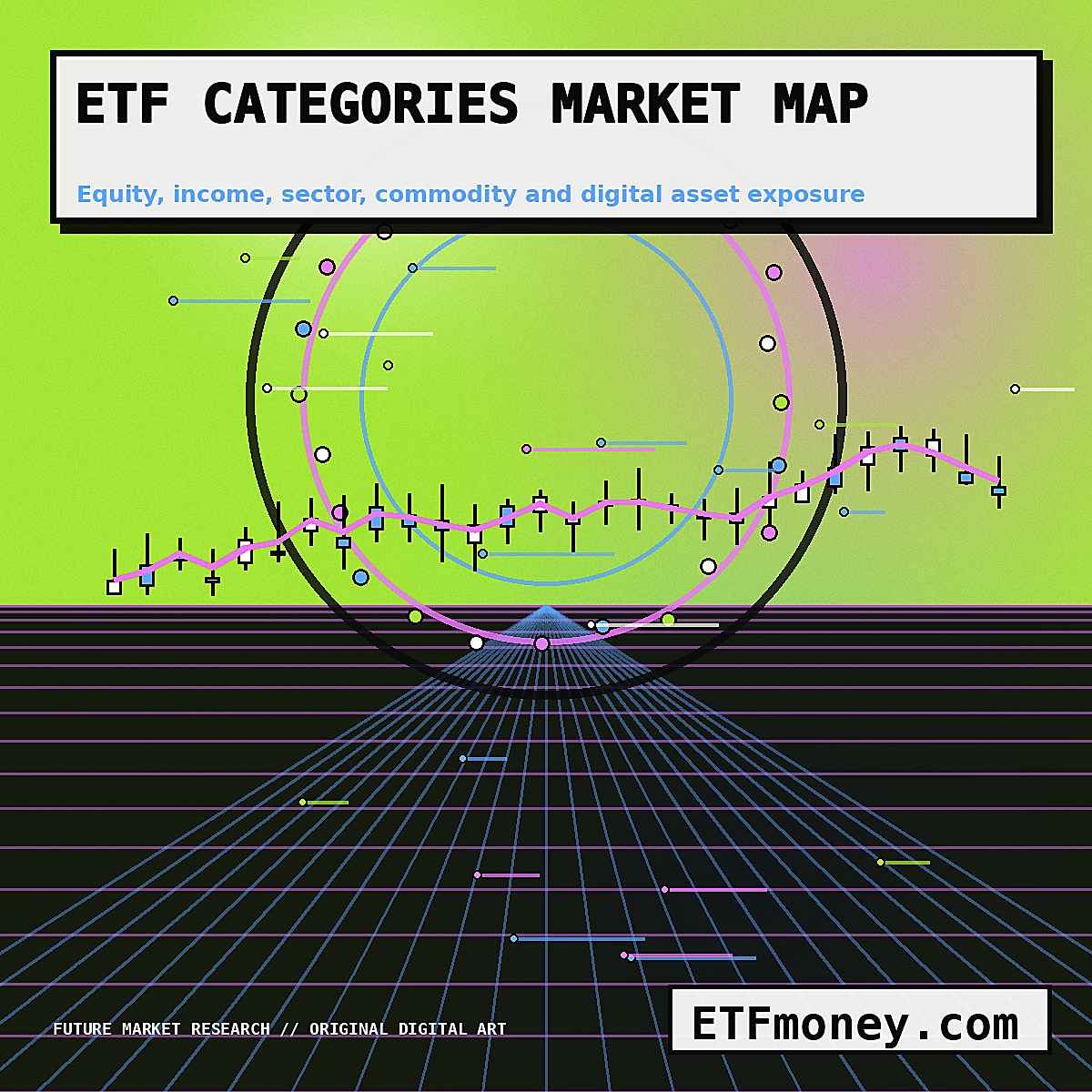 ETFmoney.com futuristic map of global ETF categories and asset allocation